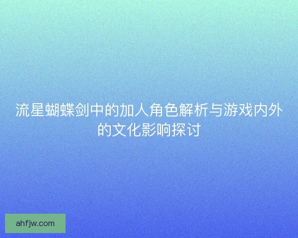 流星蝴蝶剑中的加人角色解析与游戏内外的文化影响探讨